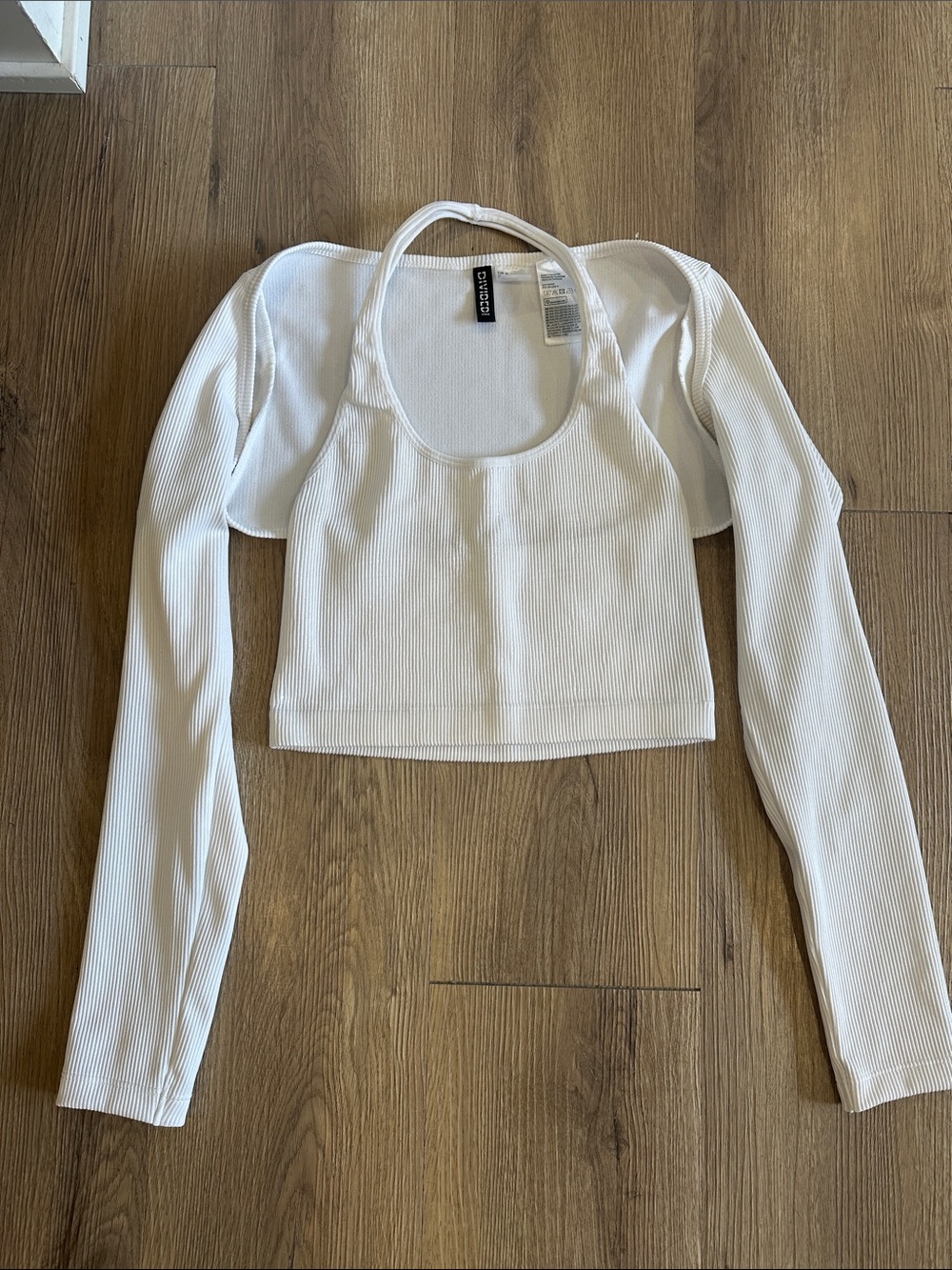 White Ribbed Two-Piece Crop Top